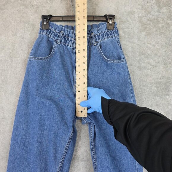 Zara Jeans Womens Size XS Blue Paperbag Waist High Rise Tapered Leg Denim - Picture 3 of 9